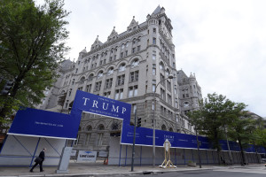 The New Trump hotel in Washington, Wednesday, July 8, 2015, continues being rehabbed for it's 2016 opening. Celebrity chef Jose Andres is backing out of a plan to open a flagship restaurant in Donald Trump's new hotel under construction in Washington. (AP Photo/Susan Walsh)